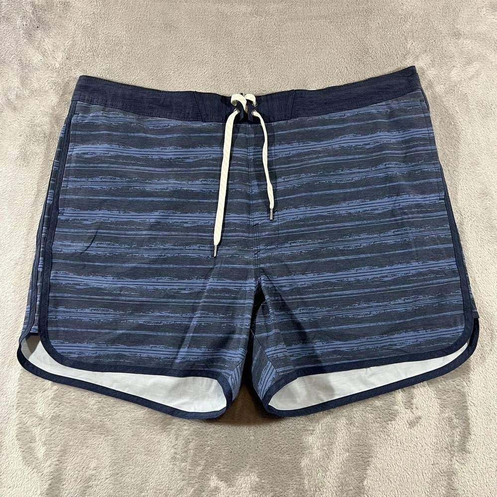 Sonoma Blue Striped Lined Swim Board Shorts Mens XXL Scallop Hem MS31T203RP1